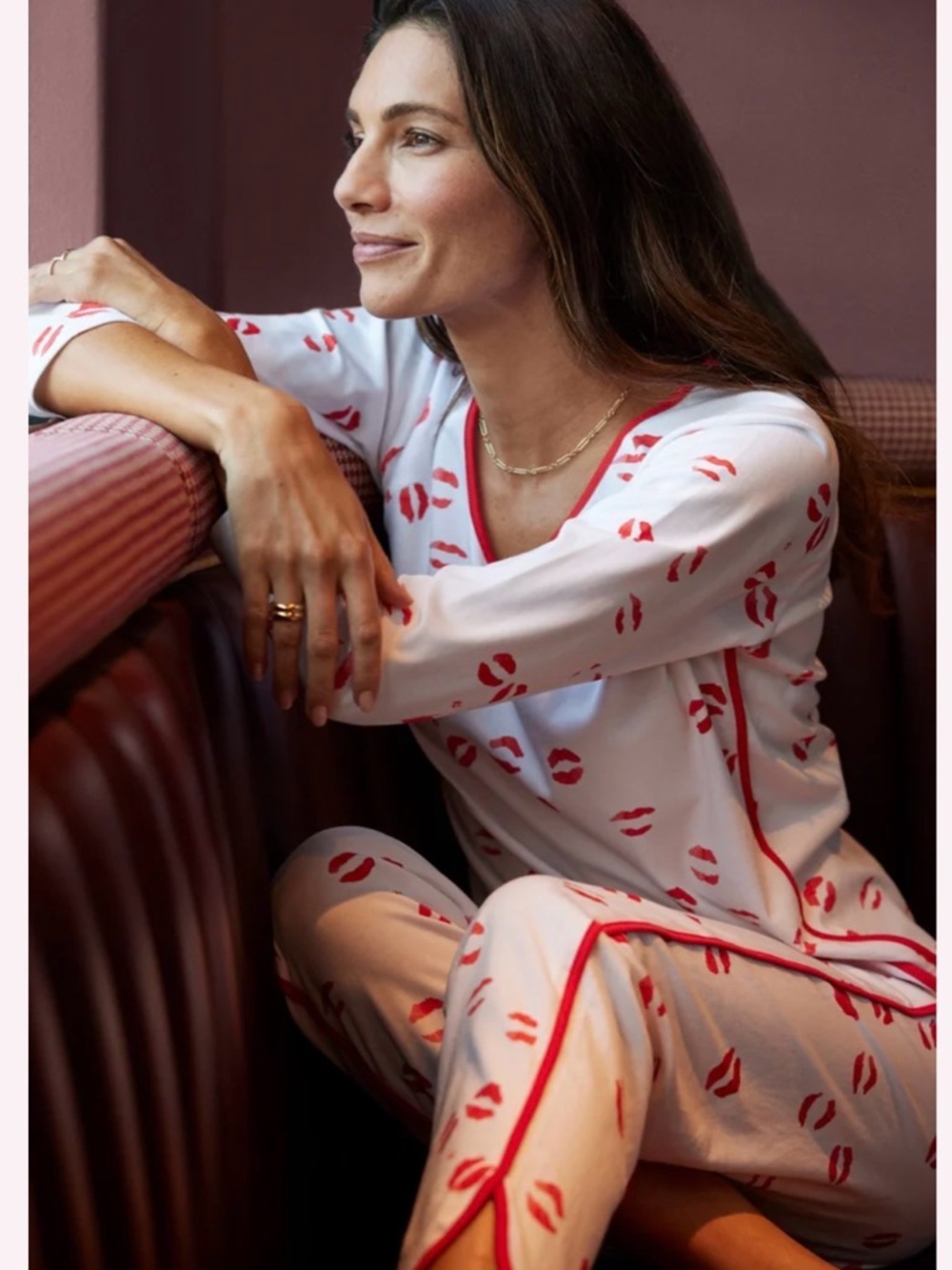 Lake X Kate Schelter Valentine “Kisses” Collection Pajama Set Pima Cotton